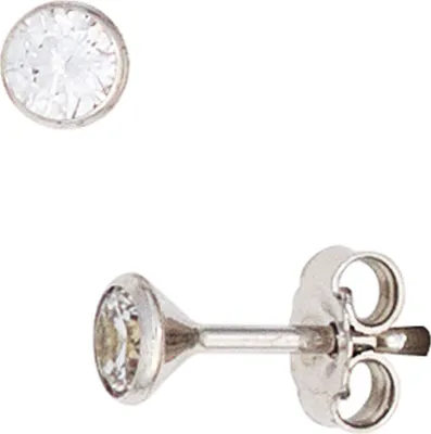 Produktbild von Solitär Ohrstecker Zirkonia weiß 3,8mm rund 333 Gold Weißgold Ohrschmuck Damen