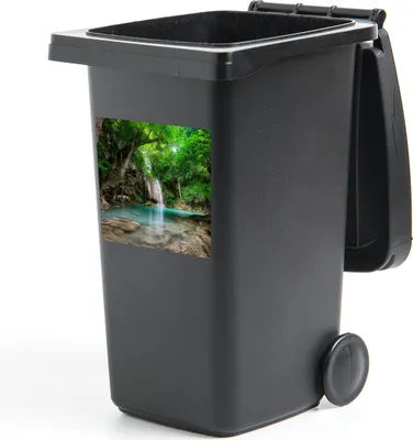 Produktbild von MuchoWow® Mülltonnenaufkleber Dschungel - Wasserfall - Pflanzen - Wasser - Natur 40x40 cm - Abfall-Aufkleber - Container - für Abfallcontainer