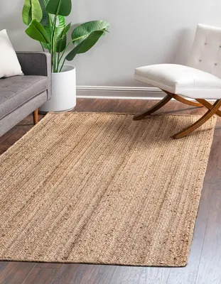 Juteteppich handgeflochten beige 60x360 cm rechteckig