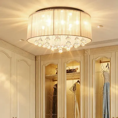 Produktbild von Tropfenform Kristall LED Deckenleuchte, G9-Pendelleuchte mit Gazeabdeckung, 40x29cm Kronleuchter, für Wohnzimmer Schlafzimmer