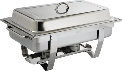 Immagine prodotto di Scaldavivande da buffet - Rettangolare - Acciaio inossidabile - Coperchio, bagnomaria e vaschetta per alimenti - Base e supporto per combustibile - Set da 1 pezzo - Argento