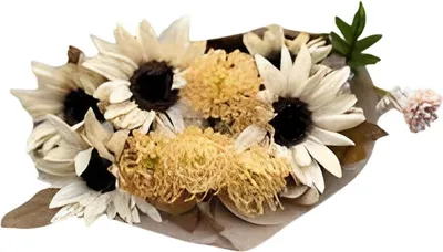 Produktbild von Eleganter Kunstblumenstrauß in Creme, mit täuschend echtem Trockenblumen-Look