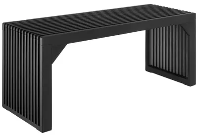 Produktbild von tectake® Sitzbank, 104 x 35 x 43 cm, Lamellenoptik, Winkelverstärkung, 350 kg Belastbarkeit, Bambus, Holzbank, inkl. 4 Filzgleiter, in schwarz