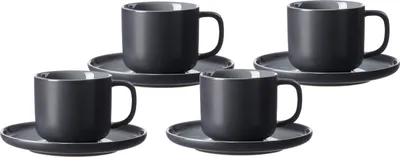 Produktbild von Ritzenhoff & Breker JASPER Kaffeetasse mit Untertasse 240 ml 4er Set schwarz