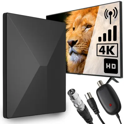 Produktbild von DVB-T2 Antenne mit Verstärker für digitales HD Fernsehen und DAB Radio | Aktive Zimmerantenne | Innen und Außen | TV, 4K, HDTV, DVB-T2, DAB | Retoo