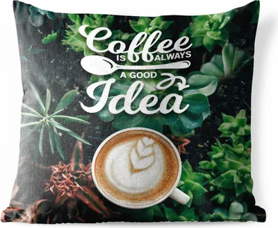 Produktbild von MuchoWow® Outdoor Kissen - Kaffee - Zitate - Sprichwörter - Kaffee ist immer eine gute Idee - 45x45 cm - Wetterfest - Lounge Kissen - Fotokissen - Dekoratives Kissen