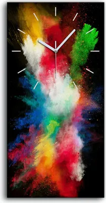 Produktbild von Wanduhr Bürouhr Leinwand Bild Geräuschlos Kunstdruck 30x60 Abstrakte Kunst Bunt - weiße Hände