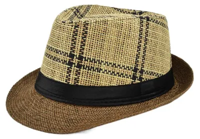 Produktbild von Strohhüte für Damen und Herren mit einem Hutumfang von 56–58 cm, Hüte mit kurzer Krempe, sommerliche Retro-Jazzhüte, Sonnenschutzhüte