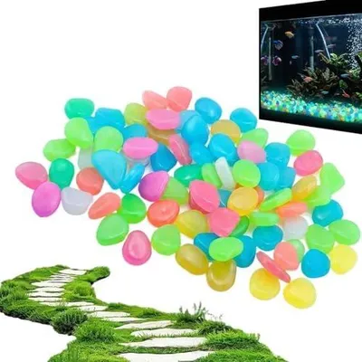Produktbild von Leuchtsteine für den Außenbereich, 300 Stück, witterungsbeständig, Dekorationssteine für Aquarien, Fischteiche, Gehwege, Terrassen, Einfahrten und Hö