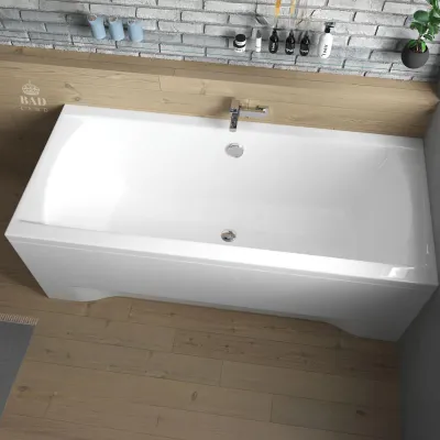 Image de Baignoire rectangulaire 180x80 avec tablier acrylique, vidage et pieds S | Set complet 4in1 baignoire originale acrylique siphon | BADLAND INES