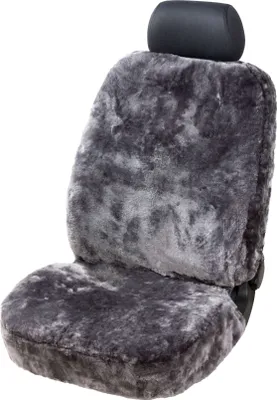 A car seat cover made of sheepskin.
