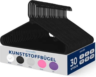Produktbild von SereneLife kleiderbügel, 30 Stück Kleiderbügel Kunststoff, Hangers Clothes- rutschfest & Platzsparend, 0.6cm dick, 42cm breit