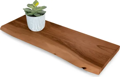 Produktbild von Wandregal Akazienholz nussbaum massiv 60x20 cm Holzregal Steckboard Baumkante AMANDA