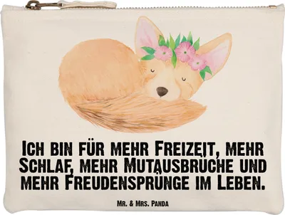 Produktbild von Mr. & Mrs. Panda Schlampermäppchen Wüstenfuchs Blumen Grösse XL Große - Weiß - Geschenk, Afrika, Kulturtasche, Glücklich, Schulmäppchen, kosmetiktäschchen, Federmappe
