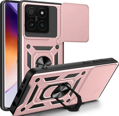 Produktbild von Outdoor Panzer Hülle für Xiaomi 14T – Handyhülle mit Kameraschutz, Ringhalter & Stoßfest Roségold