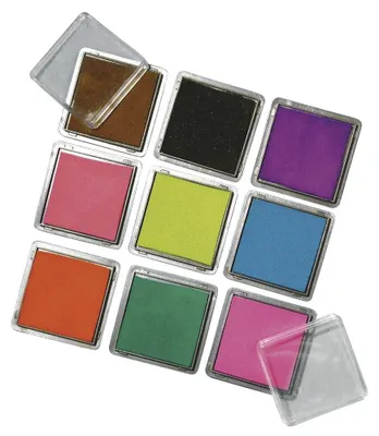 Productafbeelding van Set van 9 Stempelkussens in verschillende kleuren, 3,5 x 3,5 cm