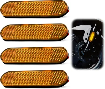 Produktbild von Sicherheitsreflektoren – Set mit 4 Stück – E4 – 100 x 24 x 8 mm – Rechteckig – Für Motorrad, Fahrrad und Roller – Gelb