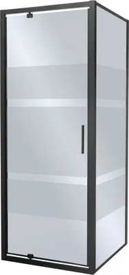 Produktbild von Kerra Tomar 90x90 Duschkabine mit Duschwanne (15cm), schwarz Profile, 6mm ESG Sicherheitsglas, graphit mit matten Streifen