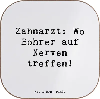 Produktbild von Mr. & Mrs. Panda Untersetzer für Gläser Spruch Zahnarzt Nerven - Weiß - Geschenk, Beruf, Geschenke Berufstätige, Berufsgestaltung, Coaster, Tassenuntersetzer, Berufe