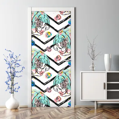 Produktbild von Dekorative Türaufkleber selbstklebend Klebefolie Dekorfolie Türtapete Blumen Abstraktion 77 x 200 cm