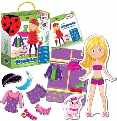 Produktbild von Magnetisches Styling-Set Elegante Frau mit Hund - Roter Käfer, Modeaccessoires für junge Modedesigner, CE|EN 71, Neu