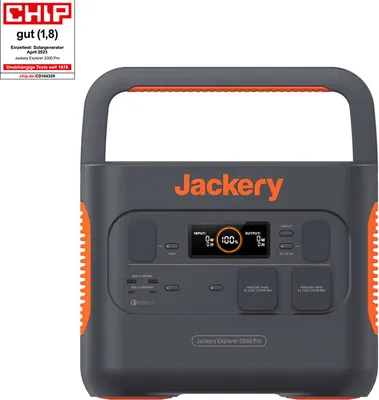 Produktbild von Jackery Explorer 2000 PRO, 2160Wh 2200W Tragbare Powerstation Solarspeicher Stromerzeuger Mobile Solaranlage Schnellladung in 2 Std. für Camping