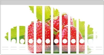 Produktbild von Wallario Ordnerrücken Sticker, selbstklebend für schmale Ordner, 12 Stück, Motiv Frische rote Erdbeeren für die Küche