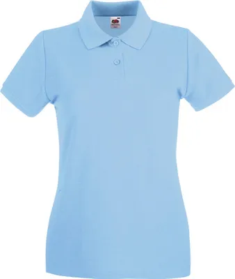 Produktbild von Fruit of the Loom Damen T-Shirt Polohemd kurzarm Poloshirt Polo Shirt, Größe:L (14), Farbe:Sky Blue