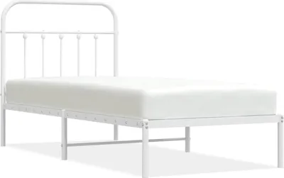 Produktbild von vidaXL Bettgestell mit Kopfteil Metall Weiß 90x190 cm