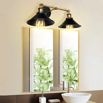 Image de Montage mural 2-Light Applique en métal Abat-jour Lampe Couverture Pendentif Décoration Vintage sans ampoules - 110V
