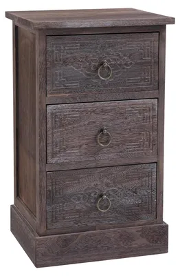 Produktbild von Nachttisch ENZO Nachtschrank Nachtkonsole mit 3 Schubladen für Boxspringbett im Vintage Look