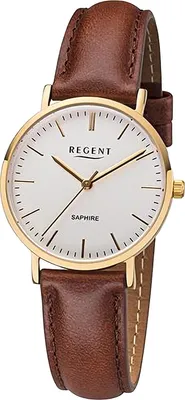 Produktbild von Regent Damen Uhr Lederarmband Leder Armbanduhr Analog braun URF1299