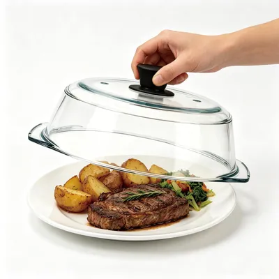 Magnetronabdeckung 28 cm, Glas mit Griff, BPA-frei, spülmaschinengeeignet