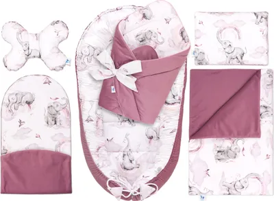 Produktbild von Pepi Baby Nest Cocoon 6dílná sada hnízd pro novorozence Newborn Cuddle Nest Set with Baby Cushion Crawling Blanket Velvet 95×55 cm Eledreams Pink