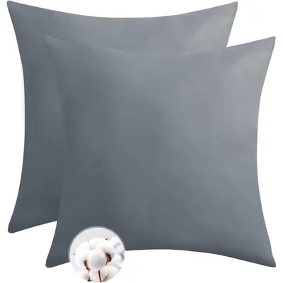 Produktbild von Kissenbezug 80x80 Baumwolle 2er Set Grau mit Reißverschluss