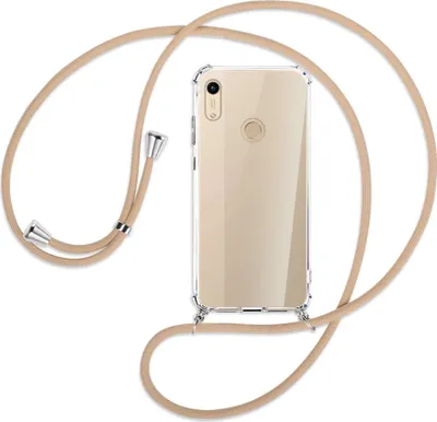 Produktbild von Handykette Backcover-Schutzhülle mit Band (Metall silberfarben) für Honor 8A / Huawei Y6s 2019 - beige