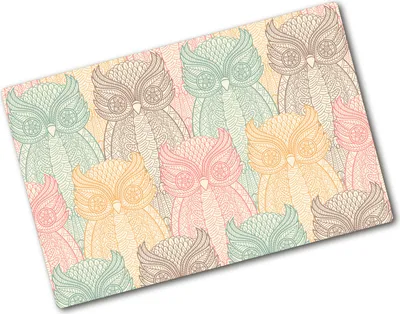 Produktbild von Tulup Glas Herdabdeckplatte - 80x52 cm - Glaskeramikkochfeld-Abdeckung Spritzschutz Glasabdeckplatte - Einteilig - Tiere - Eulen - Mehrfarbig