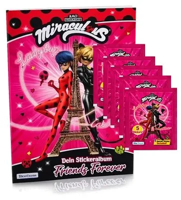 Produktbild von Blue Ocean Miraculous Ladybug Friends Forever Stickeralbum + 5 Stickertüten – 25 Sticker