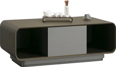 Zdjęcie produktu dla Stolik kawowy Stolik do salonu Nowoczesny Czarny Szary Design Miejsce do przechowywania Półka Minimalistyczny