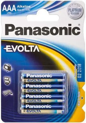 Produktbild von Panasonic LR03 4-BL EVOLTA, Einwegbatterie, AAA, Alkali, 1,5 V, 4 Stück(e), Blau