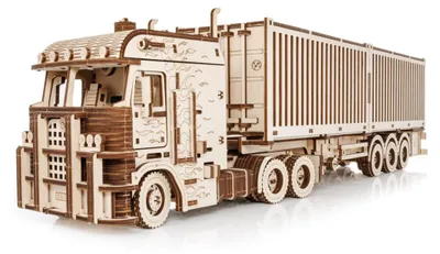 Eco Wood Art (EWA) 3D Holz Puzzle Container-Semitrailer for Truck “Road King”, 3724, 52,3x10,8x16,9cm