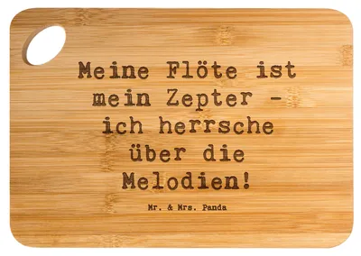 Produktbild von Mr. & Mrs. Panda Schneidebrett Spruch Flötenzauber - Transparent - Geschenk, Holzbrett, Musiker, Melodie, Musik, Frühstücksbrettchen, Frühstücksbrett, Jazz, Brett, Lernen