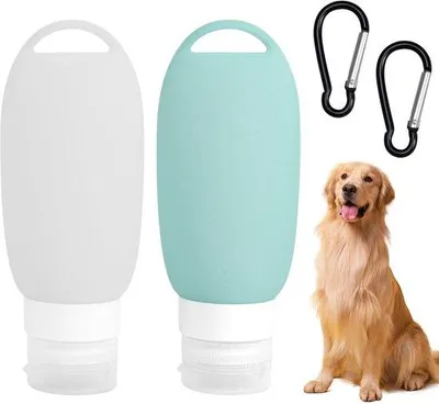 Productafbeelding van Ibenzoa® siliconen voerbuisjes voor honden – set van 2 stuks, elk 90 ml, herbruikbaar en draagbaar, geschikt voor voedsel (BPA-vrij), vaatwasmachinebestendig, met karabijnhaak