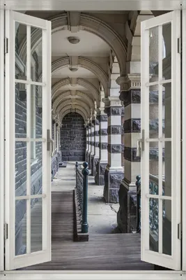 Produktbild von Wallario Outdoor-Poster für Garten oder Balkon 61 x 91,50 cm: Säulengang in einem Bahnhof in Neuseeland