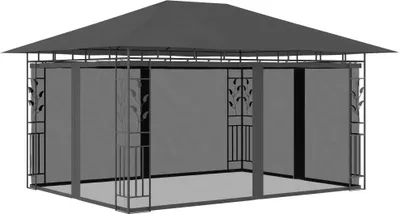 Produktbild von Pavillon mit Moskitonetz 4x3x2,73 m Anthrazit 180 g/m² , Pavillons & Partyzelte Design 2024