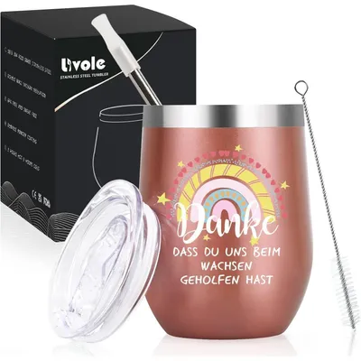 Productafbeelding van Livole Afscheidsgeschenk voor leerkracht/opvoedster: koffiebeker voor onderweg, thermisch, rosé goud, 350ml - Bedankt dat je ons hebt geholpen te groeien