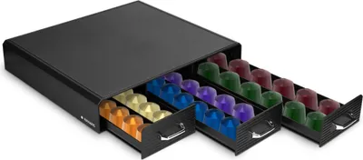 Produktbild von Navaris Kaffee Kapselhalter - 3 Schubladen 48 Kaffeekapseln - Kapsel aufbewahrung kompatibel mit Nespresso - Kapselhalter Art - Kapseln Halterung -