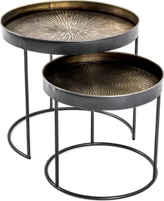 Produktbild von HAKU Möbel Beistelltisch 2er Set schwarz-kupfer - Maße: H 38/48 cm x Ø 41/51 cm; 22531