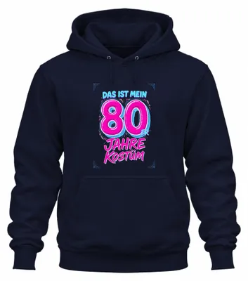 Produktbild von 80er Jahre Kostüm Neon Retro Party Geburtstag Geschenk Hoodie Kapuzenpullover, Navy, XL