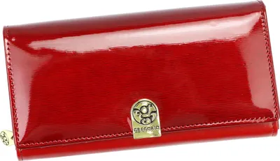 Produktbild von Gregorio Große, horizontale, lackierte Damen Geldbörse aus Echtleder in Rot